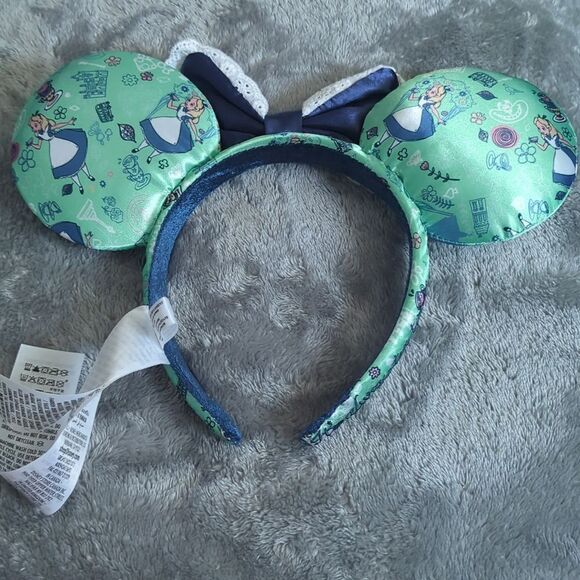 Disney Parks Epcot United Kingdom Alice In Wonderland Minnie Mouse Ears Headband - Picture 2 of 8